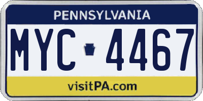 PA license plate MYC4467