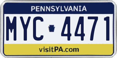 PA license plate MYC4471