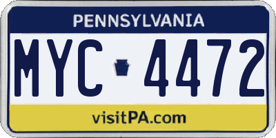 PA license plate MYC4472