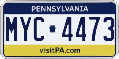 PA license plate MYC4473
