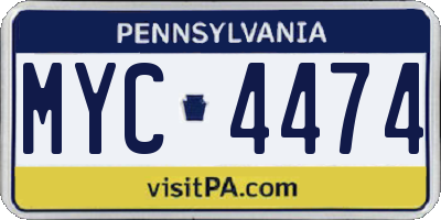 PA license plate MYC4474