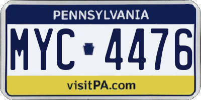 PA license plate MYC4476