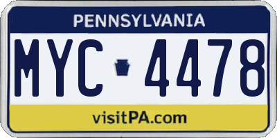 PA license plate MYC4478