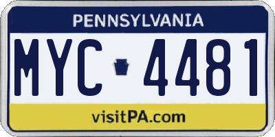 PA license plate MYC4481