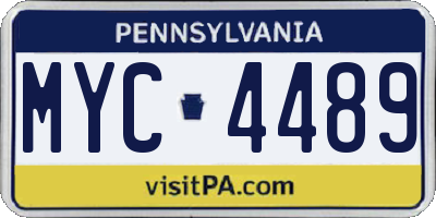 PA license plate MYC4489