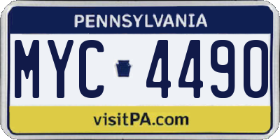 PA license plate MYC4490