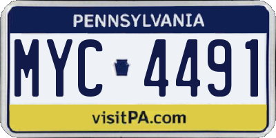 PA license plate MYC4491