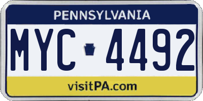 PA license plate MYC4492