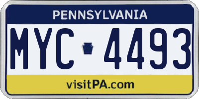 PA license plate MYC4493