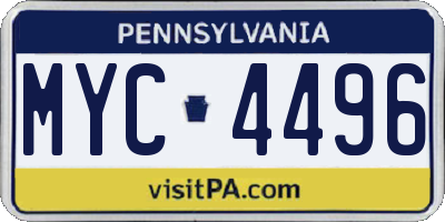 PA license plate MYC4496