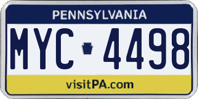 PA license plate MYC4498