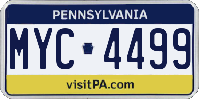 PA license plate MYC4499