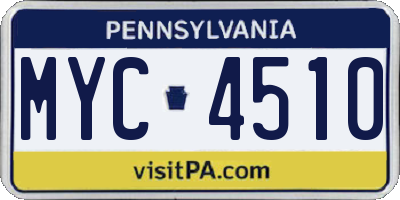 PA license plate MYC4510