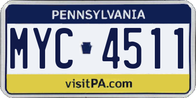 PA license plate MYC4511