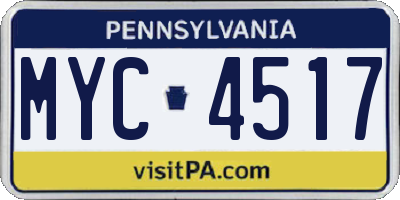 PA license plate MYC4517