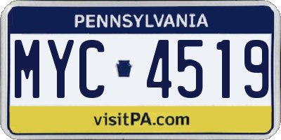 PA license plate MYC4519