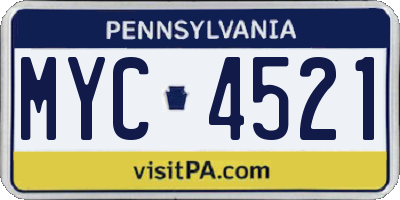 PA license plate MYC4521