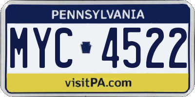 PA license plate MYC4522