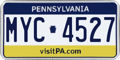 PA license plate MYC4527