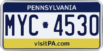 PA license plate MYC4530