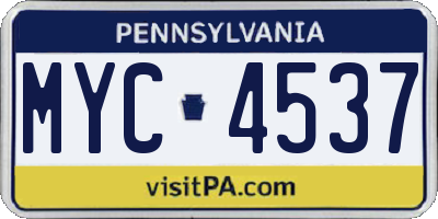 PA license plate MYC4537