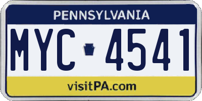 PA license plate MYC4541