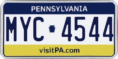 PA license plate MYC4544