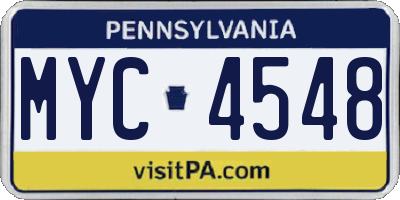 PA license plate MYC4548