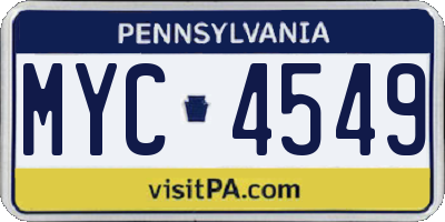 PA license plate MYC4549