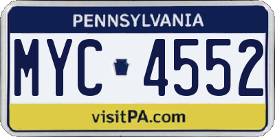 PA license plate MYC4552