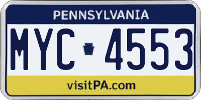PA license plate MYC4553