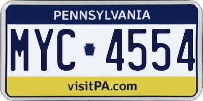 PA license plate MYC4554