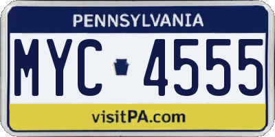 PA license plate MYC4555