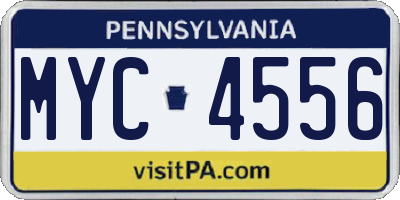 PA license plate MYC4556