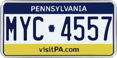 PA license plate MYC4557