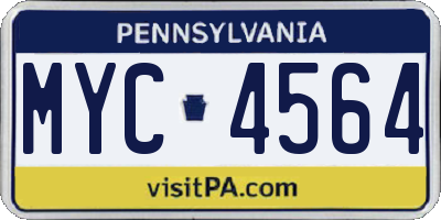 PA license plate MYC4564