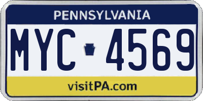 PA license plate MYC4569