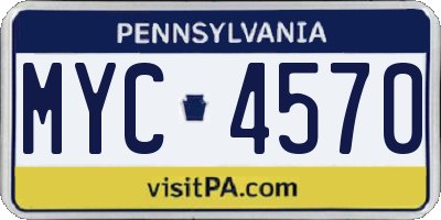 PA license plate MYC4570