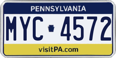 PA license plate MYC4572