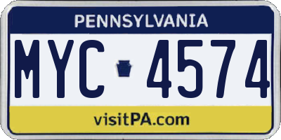PA license plate MYC4574