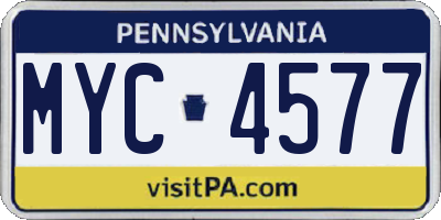 PA license plate MYC4577