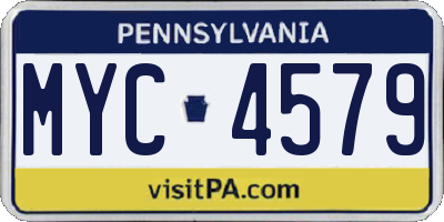 PA license plate MYC4579