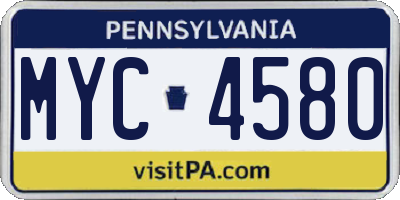 PA license plate MYC4580