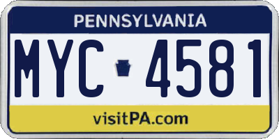 PA license plate MYC4581