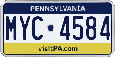 PA license plate MYC4584