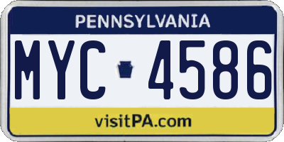 PA license plate MYC4586