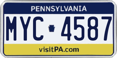 PA license plate MYC4587
