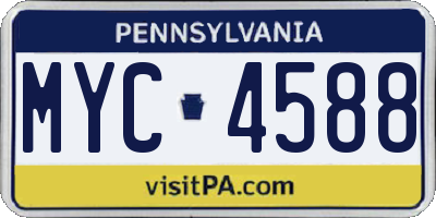 PA license plate MYC4588