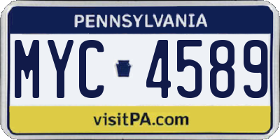 PA license plate MYC4589