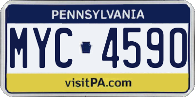 PA license plate MYC4590